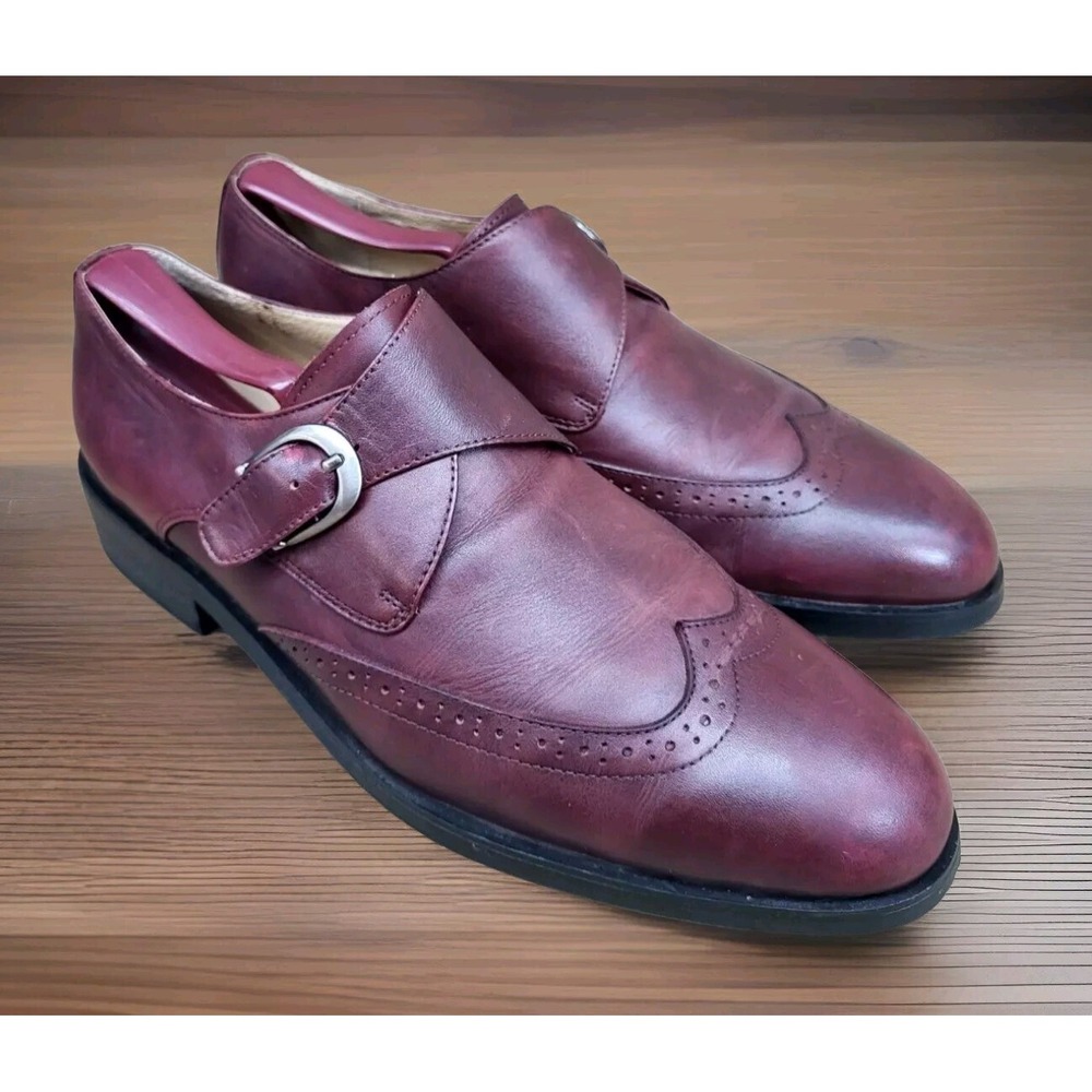 Smythe & Digby Men's Size 9.5 Monk Strap Buckle Shoes Wingtip Burgundy